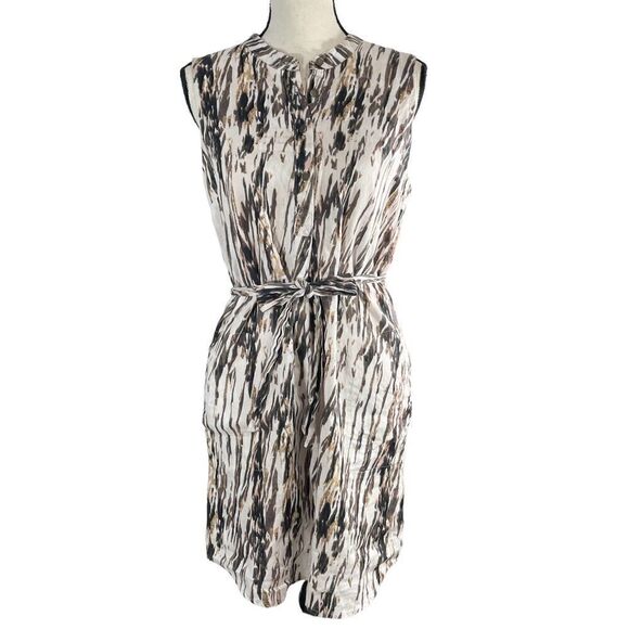 Cynthia Rowley Linen Ikat Sheath Dress Size 8 Brown - Picture 7 of 7